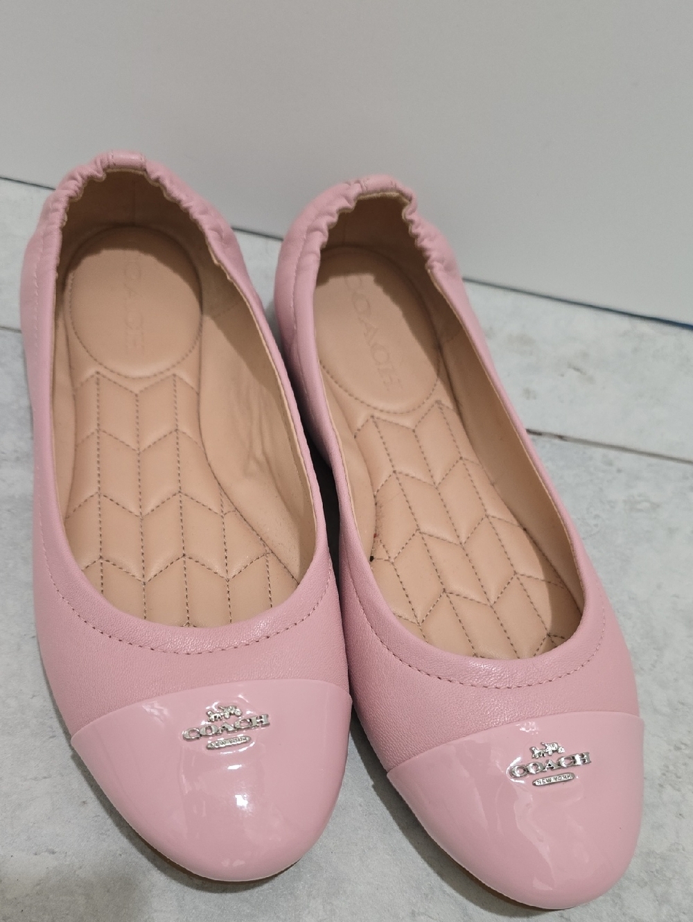 Coach Pink Cap-Toe Ballet Flats with Logo